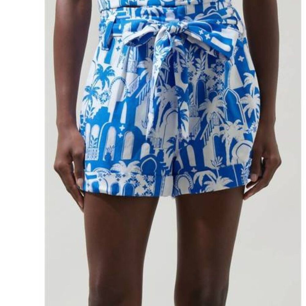 Sugarlips NWT Floral Zaferia Shorts‎ Linen Blend Tie Waist Mom Short Size XL